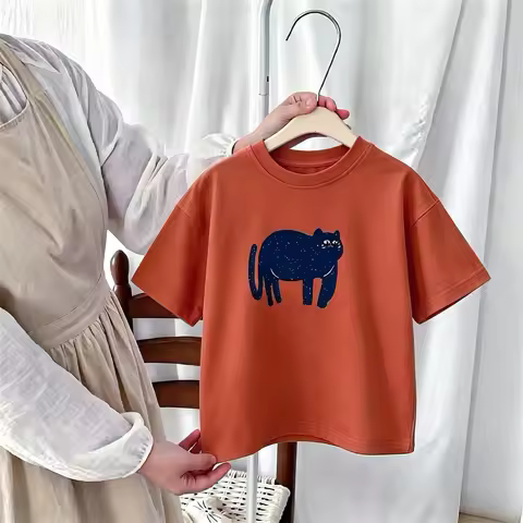 1-7 Age Children's Wear Summer Kids T-shirt Printed Animal Fashion Popular Korean Girls Boys Short S