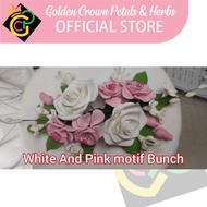 White And Pink motif Bunch 1pc edible flower cake topper Gumpaste Flower sugar flowers edible flower