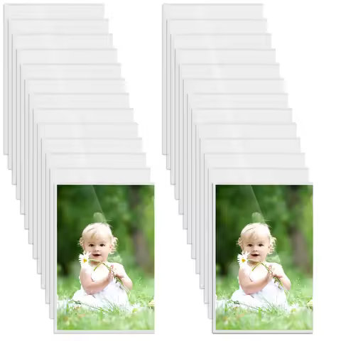 12/24Pcs Magnetic Picture Frames 4x6 Inch Magnetic Photo Pocket with White Border PVC Photo Frame Re