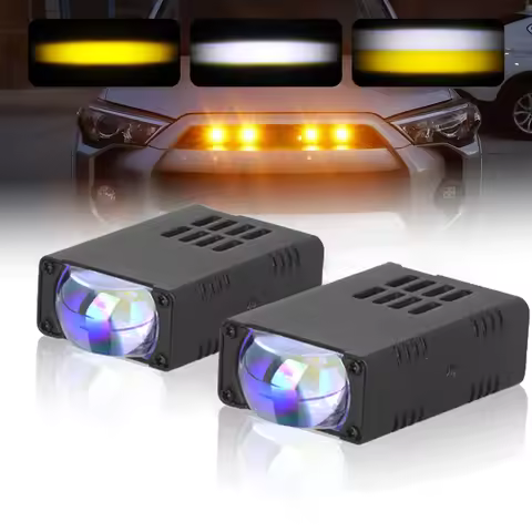 2PCS LED Headlight Bumper Fog Lamps Projector Lens Work Light Mini Driving Light Auxiliary Lights Fo