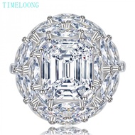 8 CT Real Moissanite Emerald Cut Diamonds Gems Cocktail​​​​​​​ Ring 925 Sterling Silver Jewelry Gift