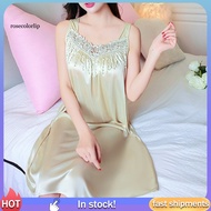 RR Night Dress Flower Applique Pure Colors Patchwork Night Dress