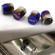 SET/4PCS RAYS ALUMINIUM TYRE VALVE CAP STANDARD/SPORT RIM VALVE CAP TITANIUM BURNT VERSION