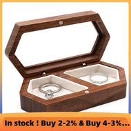 Wooden Ring Box 2 Slots Ring Holder Box Travel Ring Earrings Jewelry Storage Daily Organizer Engagem