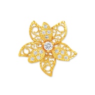 Azalea Filigree Flower Petal Brooch Gold Plated