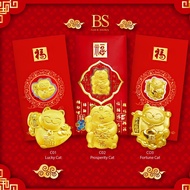 BS Jewellery 999.9 Gold Foil Fortune Cat Red Packet