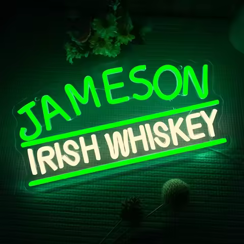 Jameson Irish Whiskey Led Neon Sign - Usb Powered, Wall-Mounted Bar Light With Switch Control For Wa