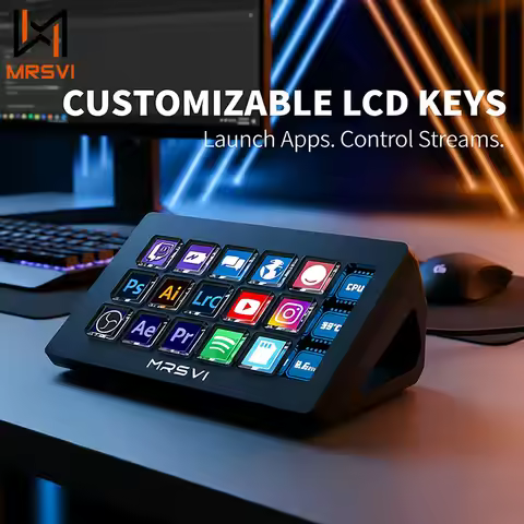 MRSVI 293S Visual Keyboard Stream Dock Deck 15Keys LCD Button Live Content Creation Controller Custo