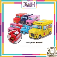 School Bus Kids Toy Storage Box Organizer Ottoman Chair
