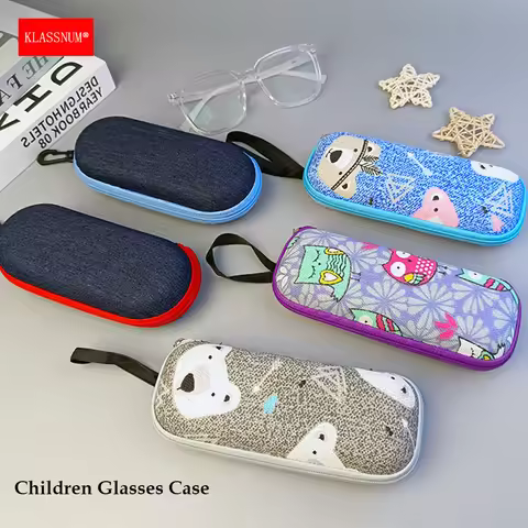 KLASSNUM Children Cartoon Owl Glasses Case Sunglasses Myopia Glasses EVA Hard Case for Kids Portable