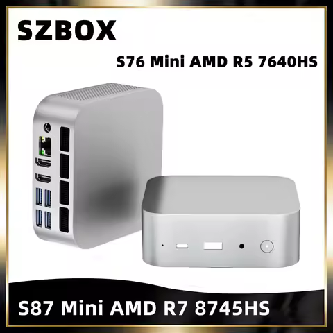 SZBOX Mini PC S87 Mini AMD R7 8745HS S76 Mini AMD R5 7640HS Dual DDR5 M.2 NVMe SSD RJ45 WiFi6 BT5.2 
