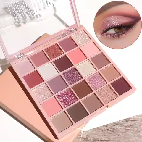 25 Colors Eyeshadow Palette High Gloss Cement Grey Rose Brown Color Tone Matte Glitter Daily Makeup 