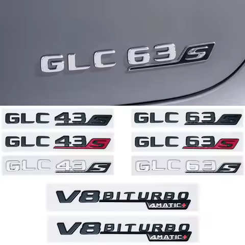 For Mercedes Benz Silver Black X253 C253 GLC43 GLC63 GLC63s GLC 63 S AMG Emblem V8 BITURBO 4MATIC 4M