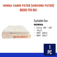 【100% ORIGINAL】HONDA 80292-TF0-G01 AIRCOND CABIN FILTER - CITY/ JAZZ/ HRV/ BRV AIRCOND FILTER