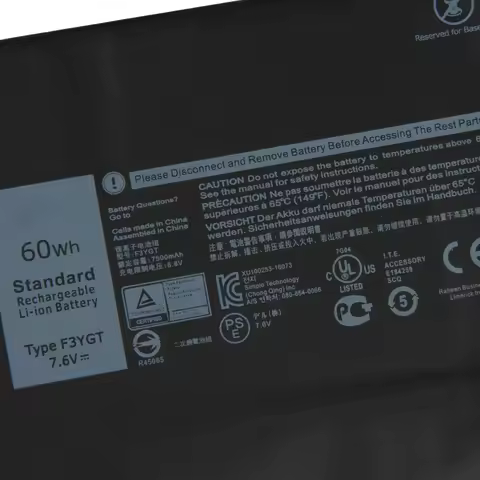 Battery 60Wh F3YGT DM3WC 2X39G For Dell Latitude 7480 E7280 7490 7000