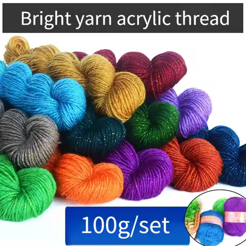 100g/set 4 Ply Acrylic Bright Yarn for Hand Knitting Shoes Handicraft Home Decor Diy Thread Soft Com