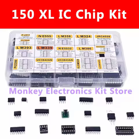 150pcs DIP Integrated Circuit Chip IC Boxed Chip Assortment Amplifier LM358 JRC4558 LM393 LM339 TDA2