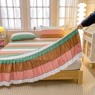 ผ้าปูที่นอนผ้าระบายขอบเตียงสไตล์สดใสสีรุ้งเป็นมิตรกับผิวนุ่มพิเศษทุกฤดูกาล