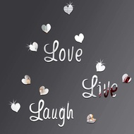 Love Live Laugh Letters Mirror Sticker Heart 3D Wall DIY Decoration For Bedroom Living Room Wall Dec