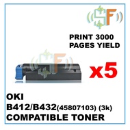 5units Compatible OKI 45807103 Low Capacity (3,000 Pages)  Toner for B412 , B432 , B512 , MB472 , MB
