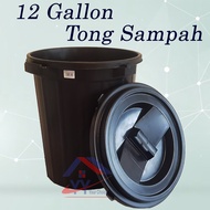 12 Gallon Black Plastic Dustbin With Cover/Black Dustbin/ Garbage Bin/Big Rubbish Bin /Black Pail/Wa