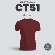 OREN SPORT 100% Cotton Plain T-shirt - Maroon(Unisex) CT51