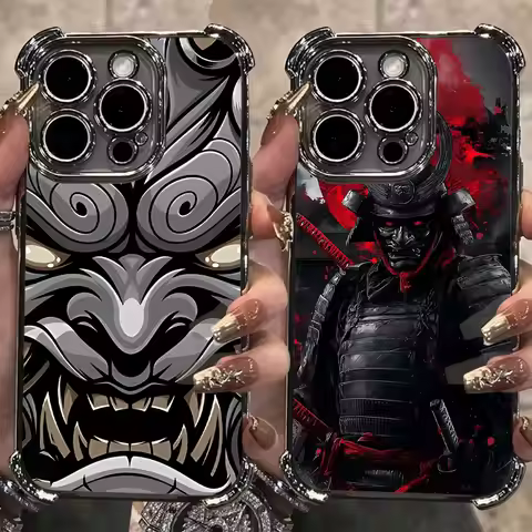 Japan Ghost Face Samurai Plating Phone Case For Xiaomi Redmi A7 15 A3 15C 14C K50 A1 Note 15 14 13 1