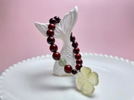 四葉草 天然淡水珍珠 檀香紫檀 玉 彈力 手鏈