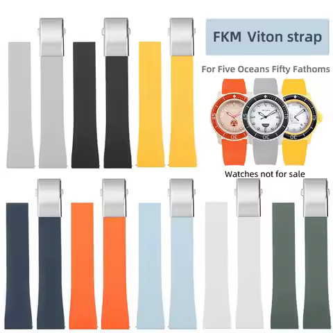 Fluororubber strap for Swatch X Blancpain Five Oceans High soft FKM strap Waterproof VITOM Watch Ban