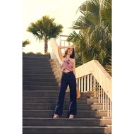 TBY JEANS by Beary กางเกงยีนส์ทรงขากระบอกใหญ่ Straight Jeans ผ้าสีน้ำเงินเข้ม ปลายขาต่อตะเข็บ รุ่น T