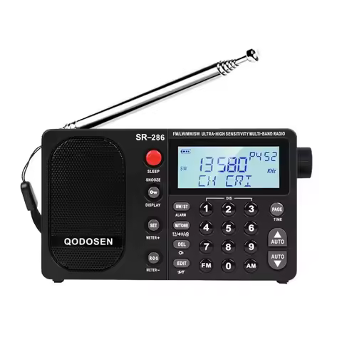 New QODOSEN SR-286 with TEF6686 Car Chip Portable Radio AM/FM/LW/SW Digital World Full Band Radio wi