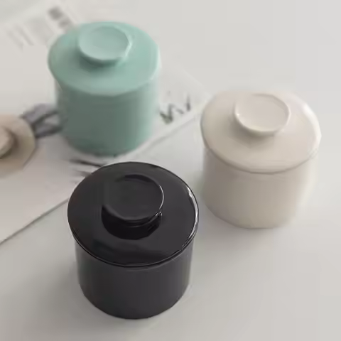 Porcelain Butter Crock Modern Round Butter Ceramic Bell Style Butter Jar Butter Dish With Lid Cerami