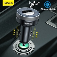 Baseus Car Wireless MP3 Charger Bluetooth 5.0 FM Radio Modulator Adapter 2.4A USB Ports Car Charger Handsfree AUX