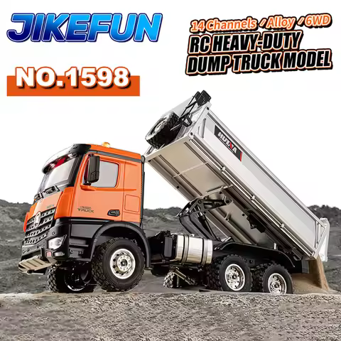 HUINA 1598 RC Dump Truck 1/14 14CH 6WD Alloy Remote Control Dump Truck RC Truck Electric Engineering