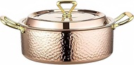 YJX Hammered Stock Pot with Lid, Copper Rose Gold, Tri-Ply Stainless Steel, Multi-Functional Cookwar