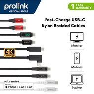Prolink Fast Charge USB C-C | MFi USB C-Lightning | USB A-C | USB4 Gen 3x2 | USB 3.2 Gen 2 | Cable