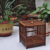 Bamboo Woven Reptile Bird Cage Accessories Grasshopper Bamboo Cage Large Bamboo Cricket Cage with Wa