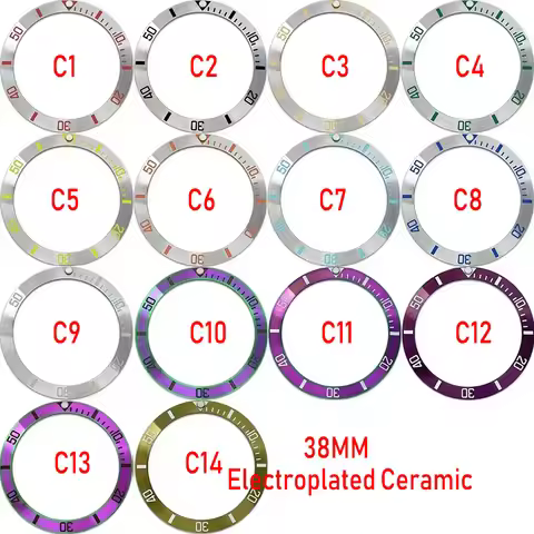38mm*30.6mm Electroplated Ceramic Bezel Ring Silver Purple Sloping Watch Bezel Insert For RLX 40MM S