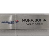 Name Tag ( MAS AIRLINES) nametAG MALAYSIA AIRLINES;NAMETAG MALAYSICABIN CREW NAME TAG stainless stee