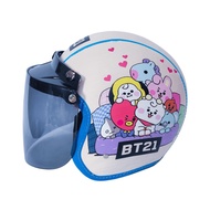 Helm Bogo Retro Anak Polos Usia 2 3 4 5 6 Tahun Cowok Perempuan Full Kulit Karakter Bts BT21 Lucu Ka