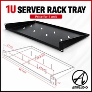 Ampaudio 1U Server Rack Tray Shelf High Grade Steel Rackmount Equipment Shelf Black 47cm