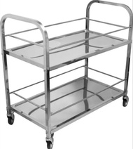 รถเข็นสแตนเลส 2ชั้น รถเข็นอาหาร 2ชั้น รถเข็นบาร์น้ำ รถเข็นเครื่องดื่ม มีล้อล็อกได้ รถเข็น Size L รถเ