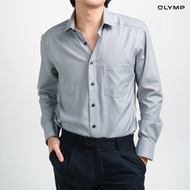 OLYMP  LUXOR Shirt เสื้อเชิ้ตผู้ชายแขนยาว สีเทา ผ้าเท็กเจอร์ ใส่สบาย รีดง่าย AUTU24