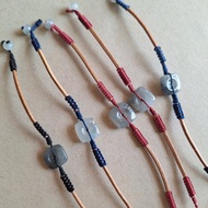 福利價 | 烏雞翡翠方型平安扣皮手繩 | 天然緬甸翡翠