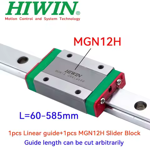HIWIN Original genuine MGN12 Miniature Linear Guide Rail L=60-585mm+1pcs MGN12H Slider Block For 3D 