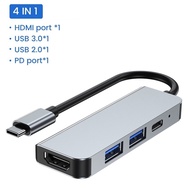 USB มัลติพอร์ท4 In 1ฮับต่อพ่วง Type C รองรับ4K 30Hz HDMI เครื่องอ่านการ์ดหลายพอร์ต USB3.0 Tf พอร์ตอะ