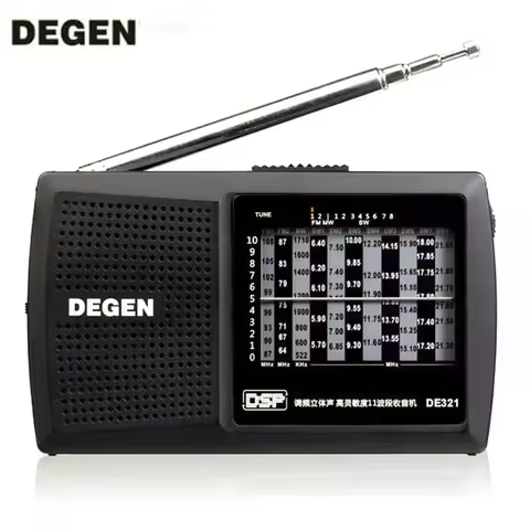 Degen DE321 FM Stereo MW SW Radio DSP World Band Receiver Full band Radio FM