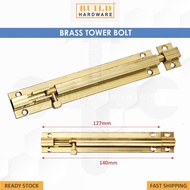 5 inch Brass Tower Bolt 方铜插 Barrel Bolt Door Latch Lock Bolt Menara Loyang