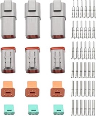 3 Sets 6 Pin Way DT Series Connector, DT04-6P DT06-6S Waterproof Connector, 13 Amps Continuous 14-18