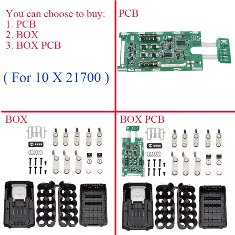 10 X 21700 Li-ion Battery Plastic Case PCB Charging Circuit Board Shell Box For MAKITA 40V Lithium B